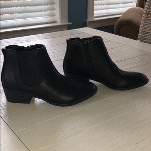 Black leather ankle boots